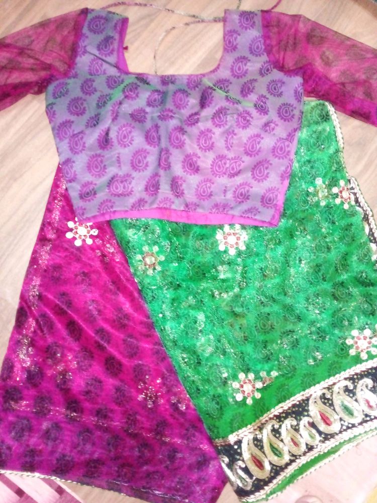 Colourful Saree With Stitched Blouse