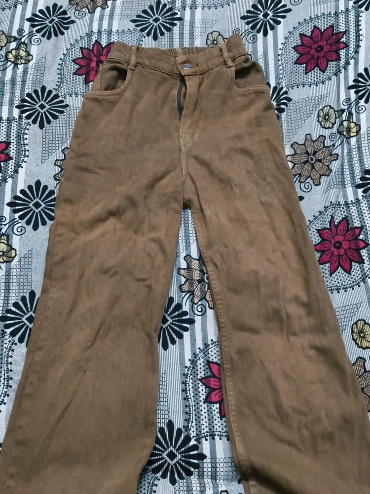 Brown Jeans With Back Elastic Stretchable