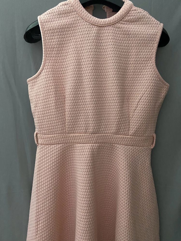 Pastel Pink Dress With Pearl Chain