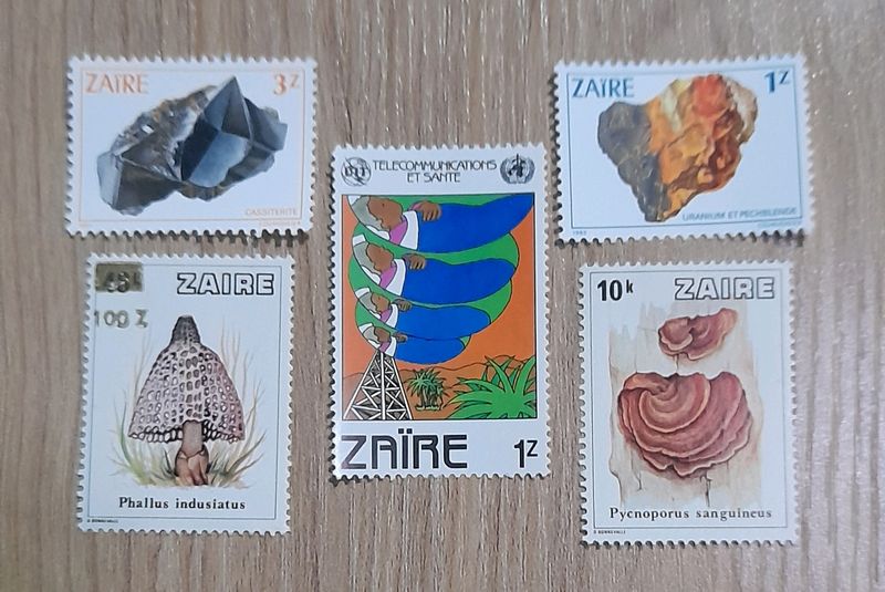 Set Of 5 Zaire Stamps