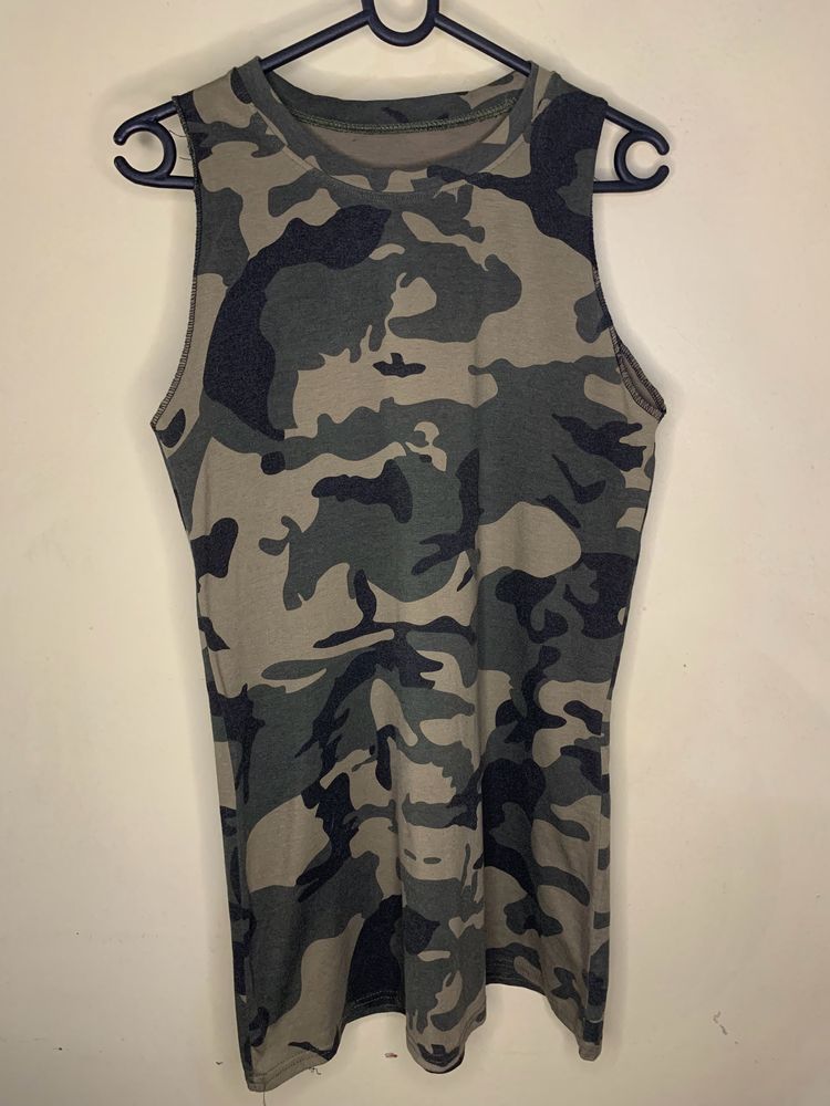 Green Camouflage Long Tank Top