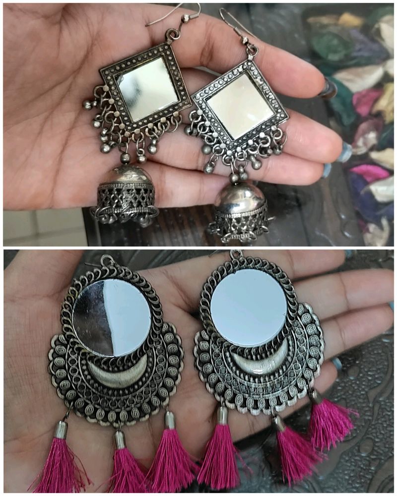 Combo Of 2 Ethnic Jhumke Mirror Earrings✨