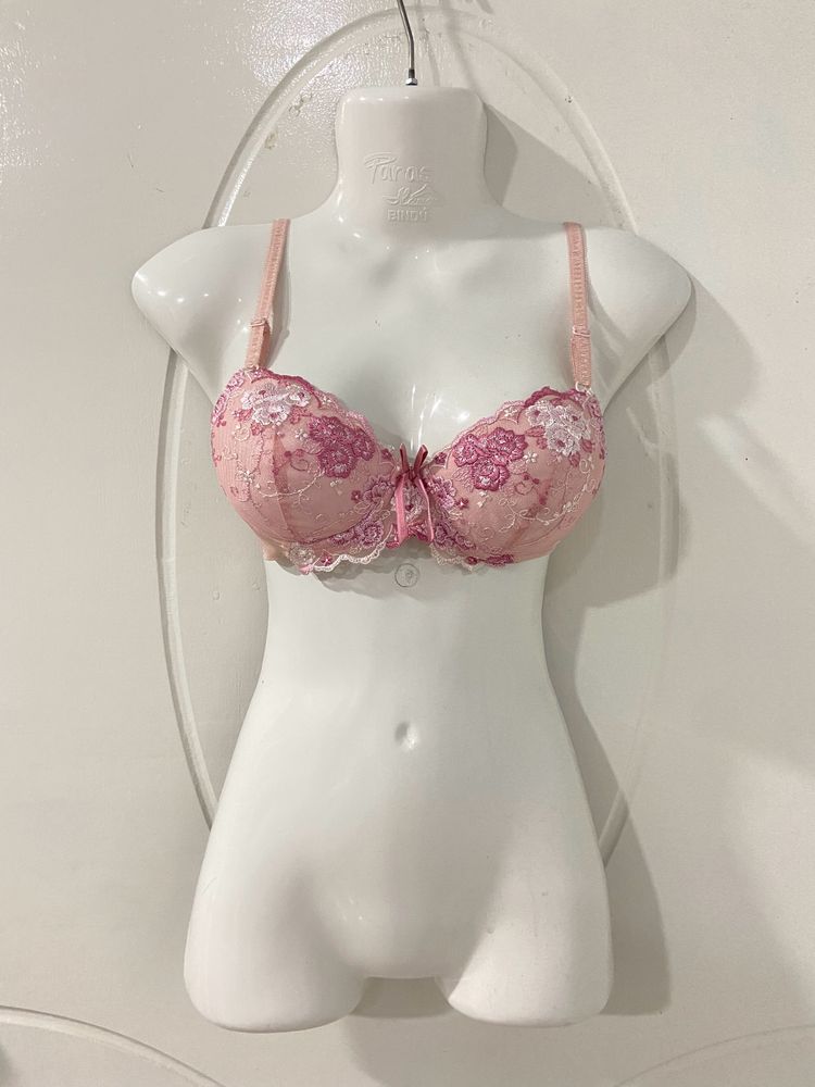 Pink Embroidery Princess Bra