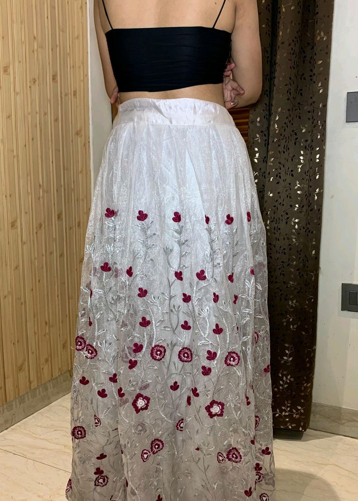 White Printed Ethnic Skirt