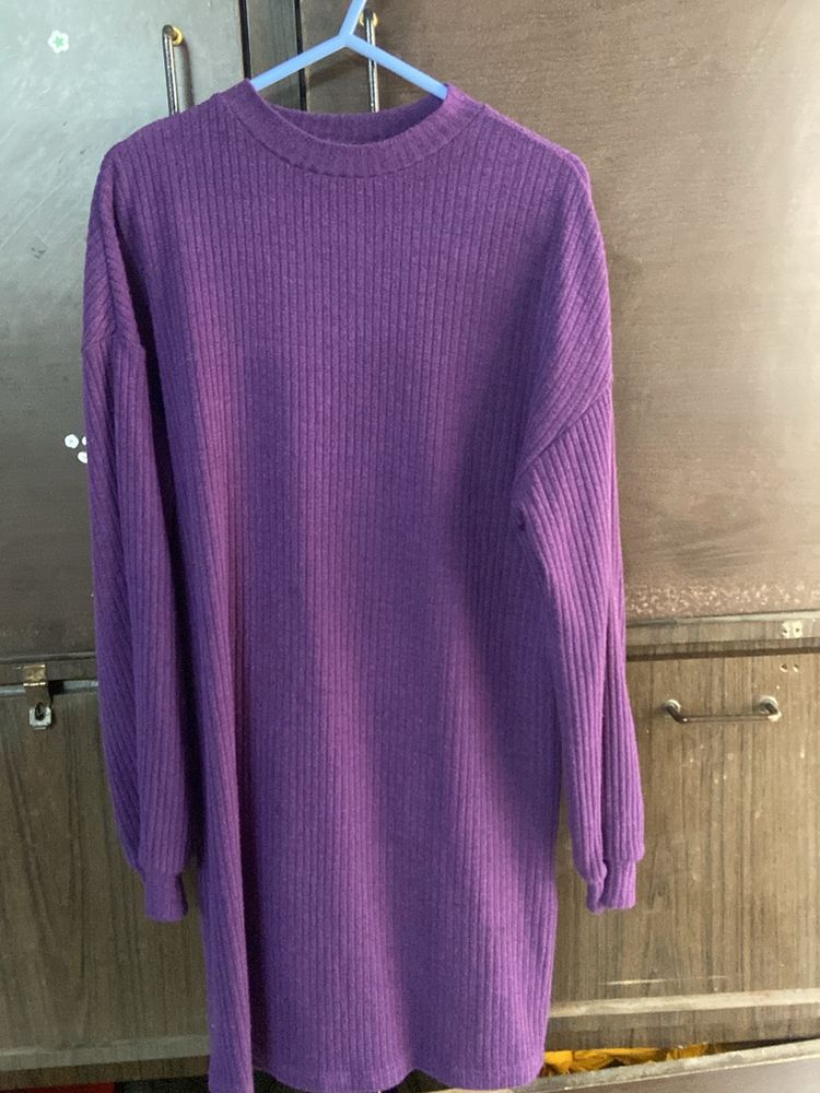 bodycon purple sweater dress