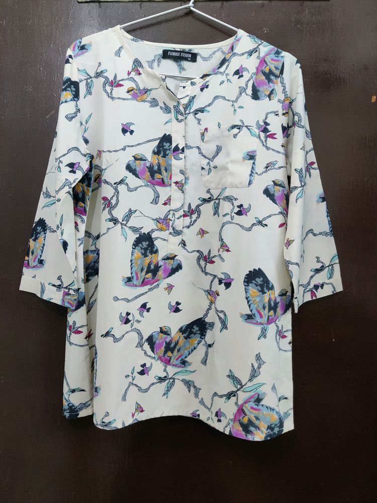 Multi Printed Beige Tunic Top