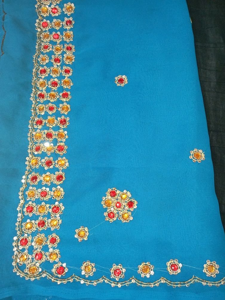 Blue Georgette Saree