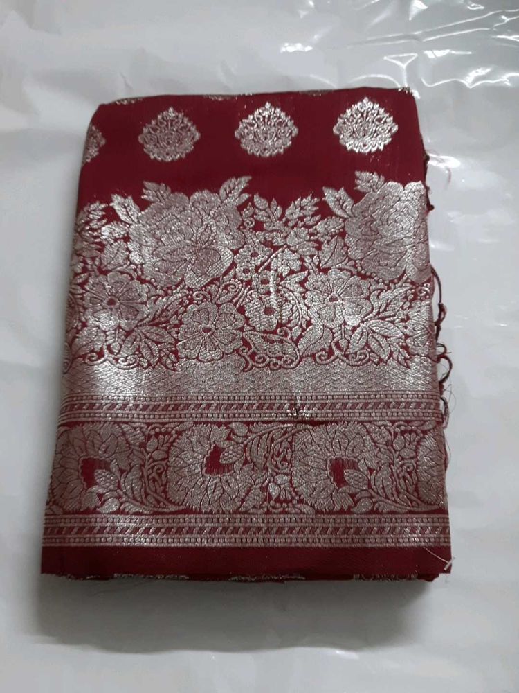 Maroon Silver Stone Saree