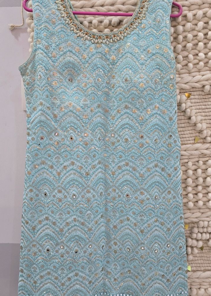 Sky Blue Colour Sharara Set With Duppata