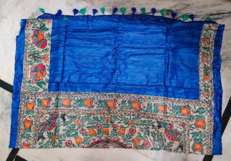 Ghicha Silk Sarees With Madhubani Painting