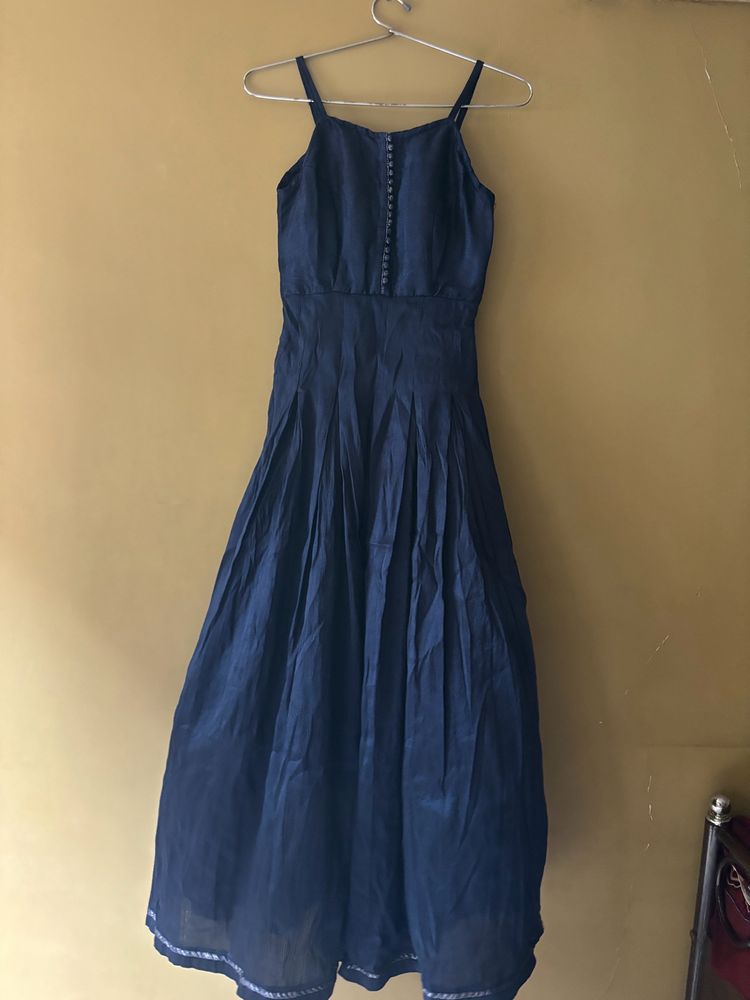 Blue Raw Silk Gown