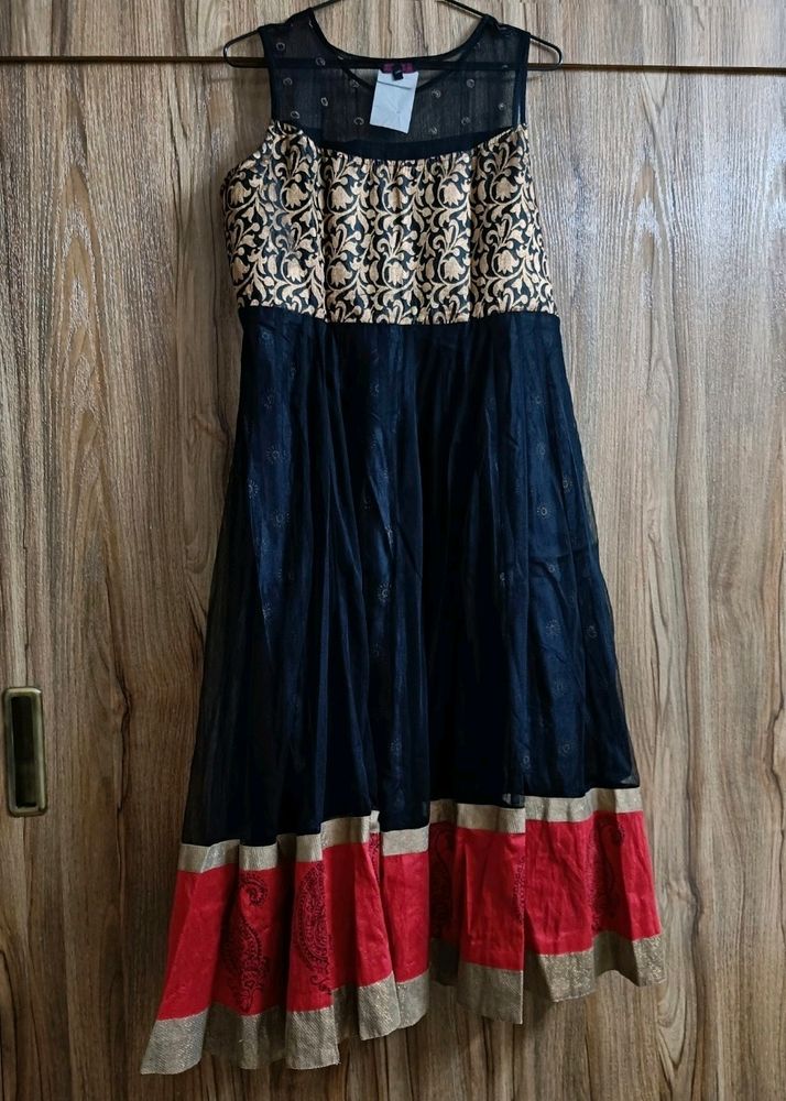 Festive Black Sleeveless Anarkali