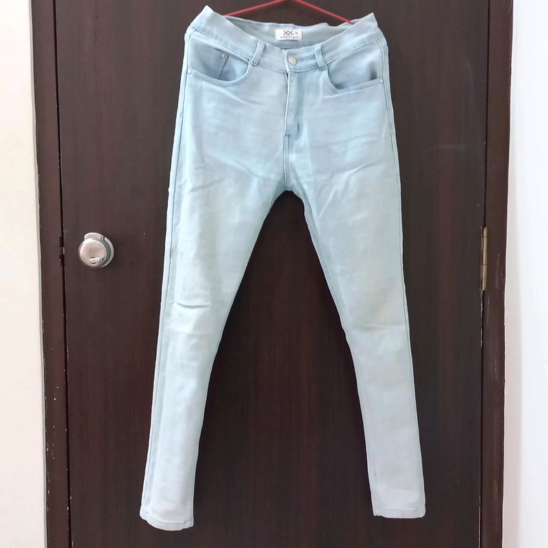 WAVELENGTH Mid-Rise Skinny Jeans (Light Blue)