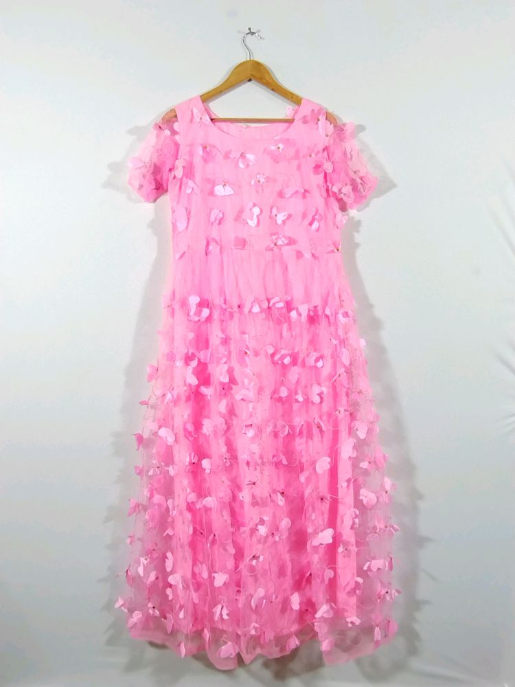 Butterfly Pink Ethnic Gown