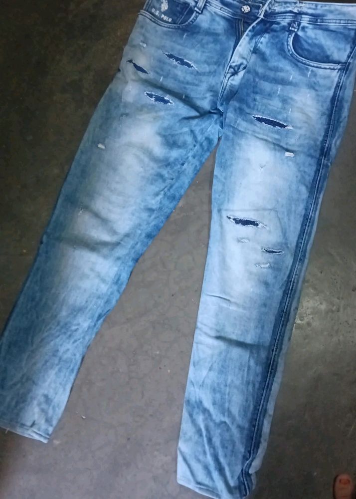 Blue Scratch Jeans