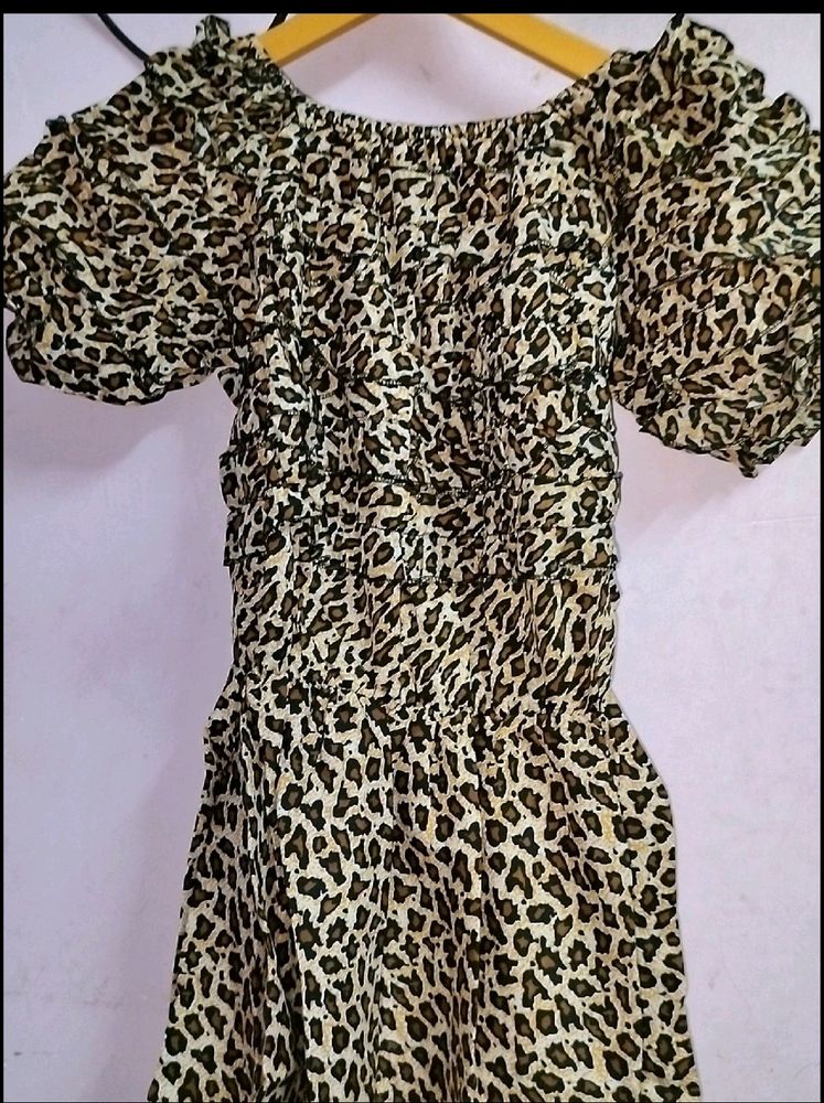 Dress Maxi Brown Animal Print