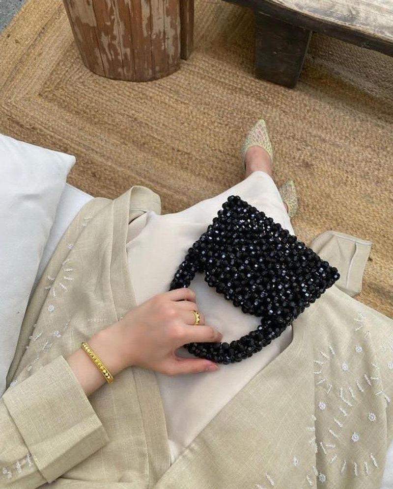 Cute Black Beaded Bag