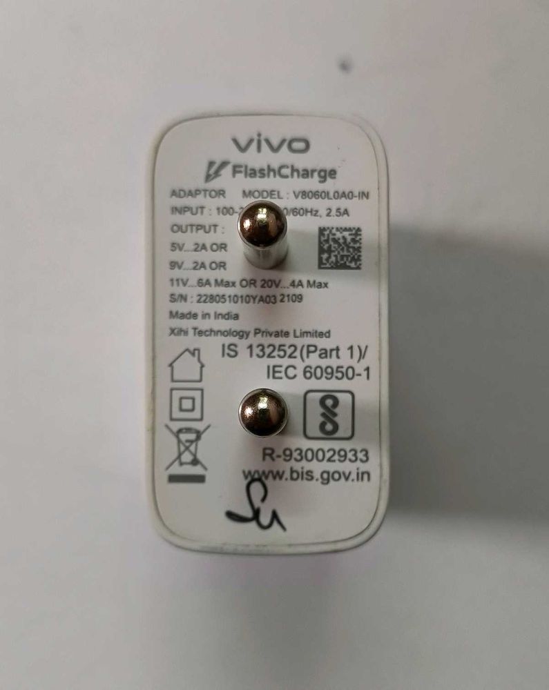 Vivo 80w Original Adaptor Fine Working No Flaws