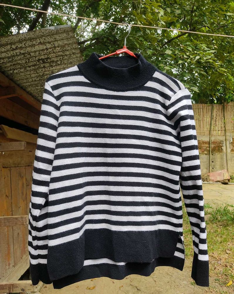 Striped Turtle Neck Top Sweater