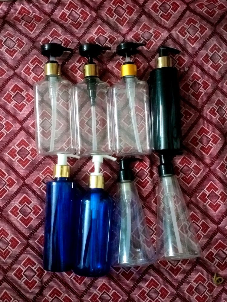 Set Of 8 Push And Dispense Bottles Upcycled
