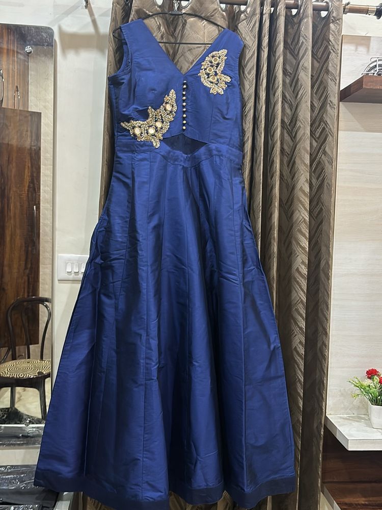 Navy Blue Gown With Pants