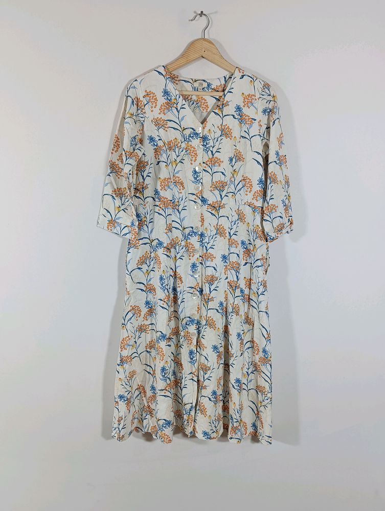 AND Off White Printed Casual  Dress