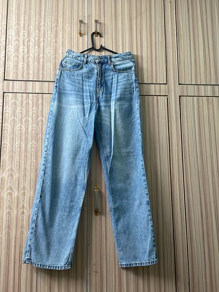 Light Blue High Waisted Wide Leg  Jeans