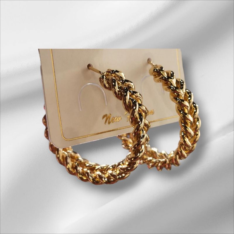 Golden Matt Finished BigRound Chain Style Earrings