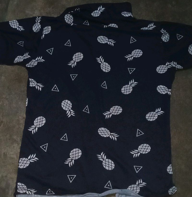 Pine Apple Design Shirt For Men Half Sleeve