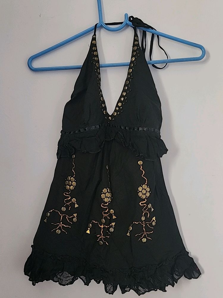 New Brand Unused Black Halter Neck Top