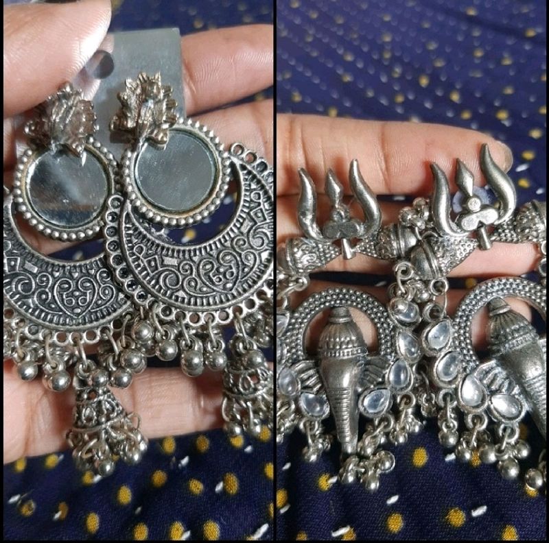 Oxidised Earrings With Free Gift ( 2 Pair)