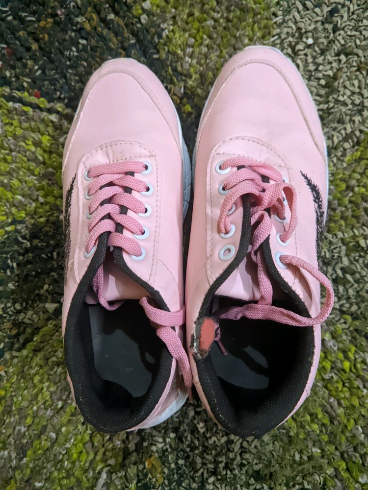 Casual Pink Sneakers with Heels