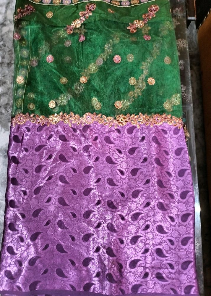 Beautiful Double Shade Saree Purple And Green