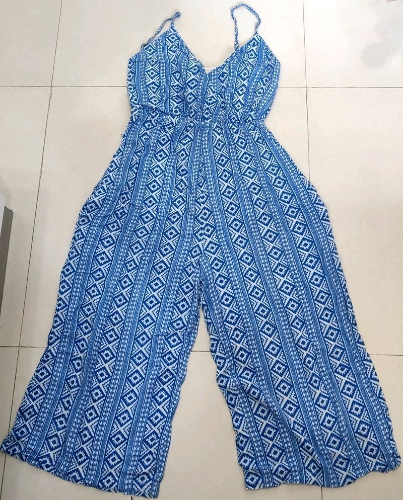 Blue Jumpsuit With Belt