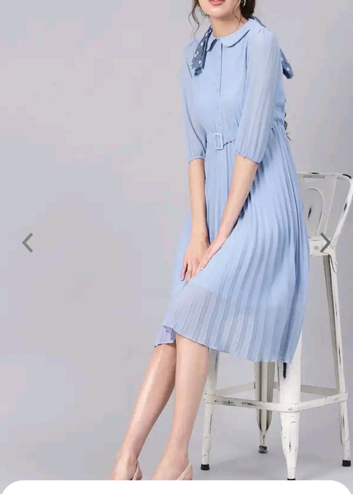 Sky Blue Fit And Flare Dress