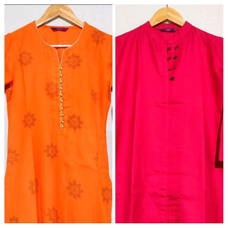 Libas Magenta Pink And Orange Long Kurti