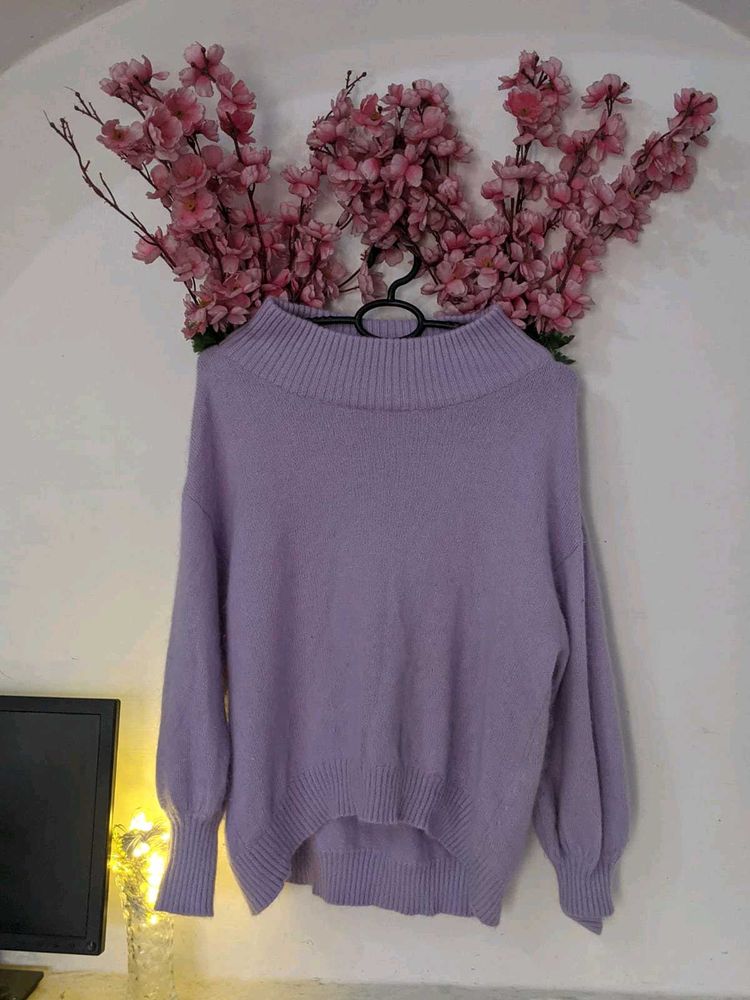 Lilac Colour Soft Fur Sweater Top