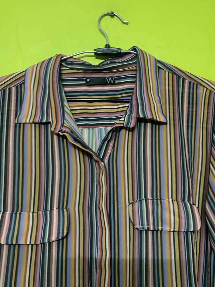 Multicolour Stripped Shirt For Ladies