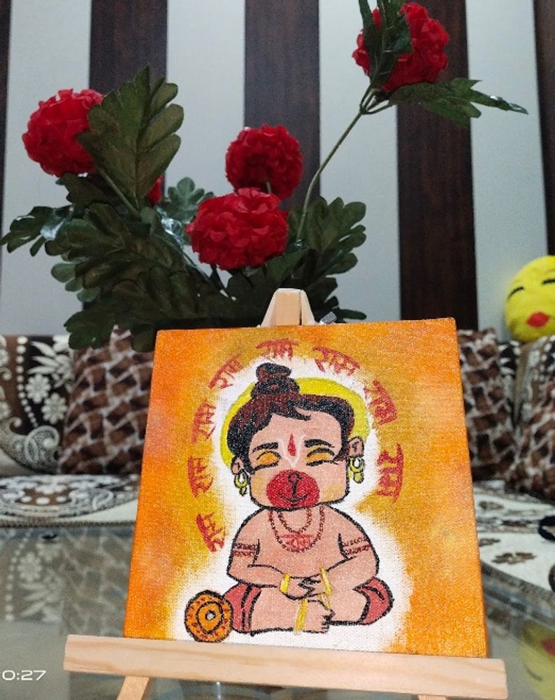 Painting Of Lord Hanuman (Mini Canvas)