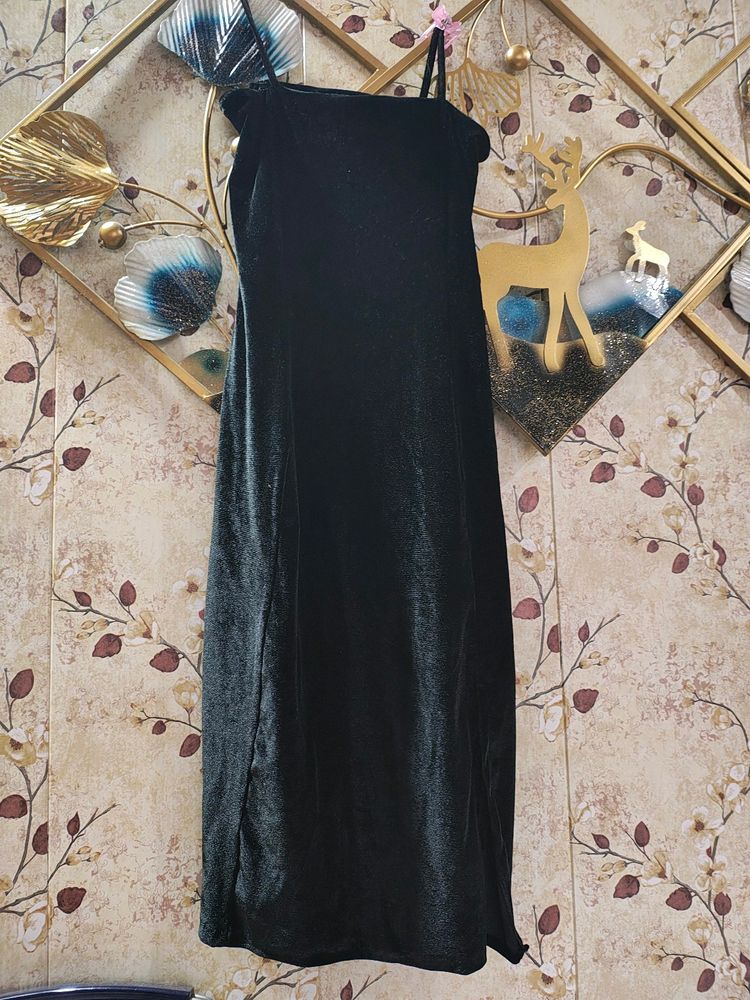 Women Velvet Slit Dress