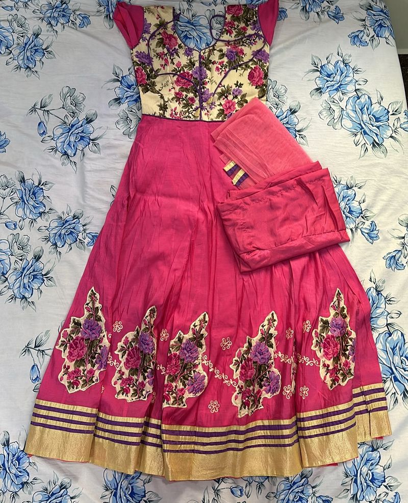 Rose Pink Gher Kurtha Set