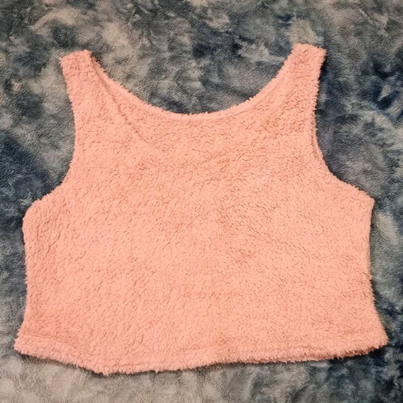 Pink Woolen Crop Top