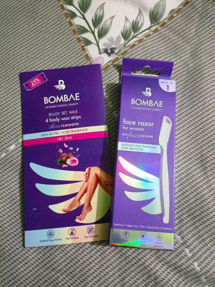 BOMBAE Face Razor With Wax Strips