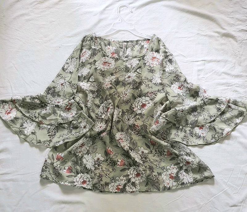 Floral Print Chiffon Top