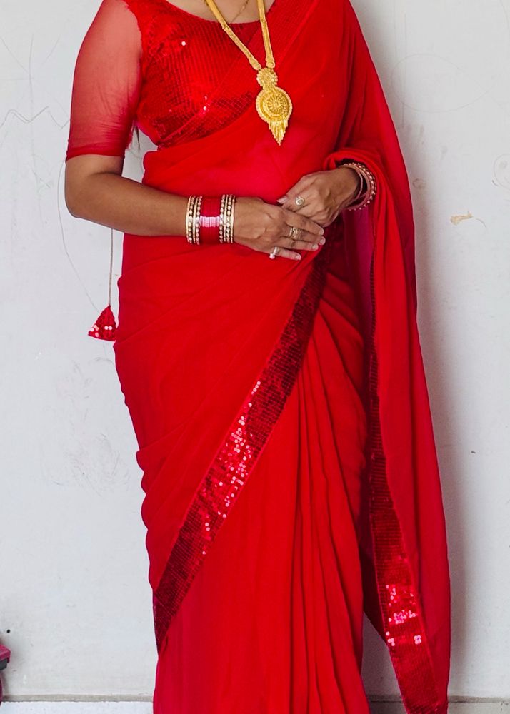 Saree With Stitched Blouse