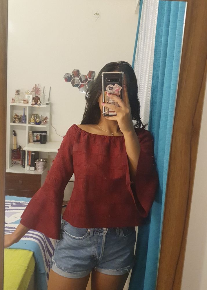 Premium Quality Maroon Flare Top