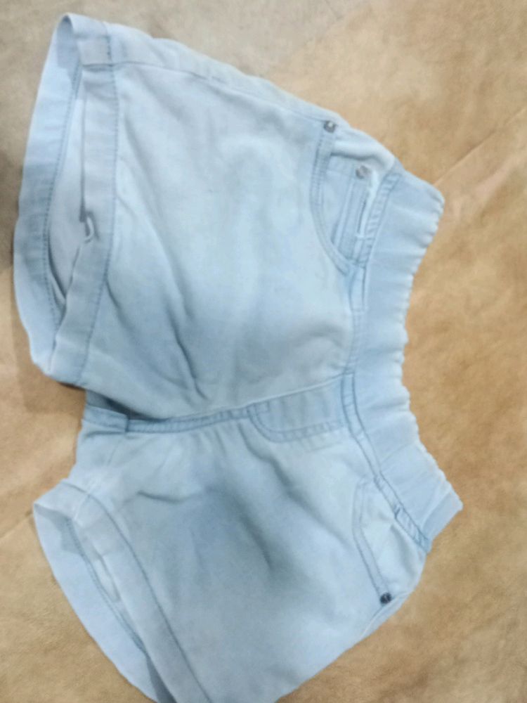 Blue Denim (Thin) Shorts For Kids(Girls)