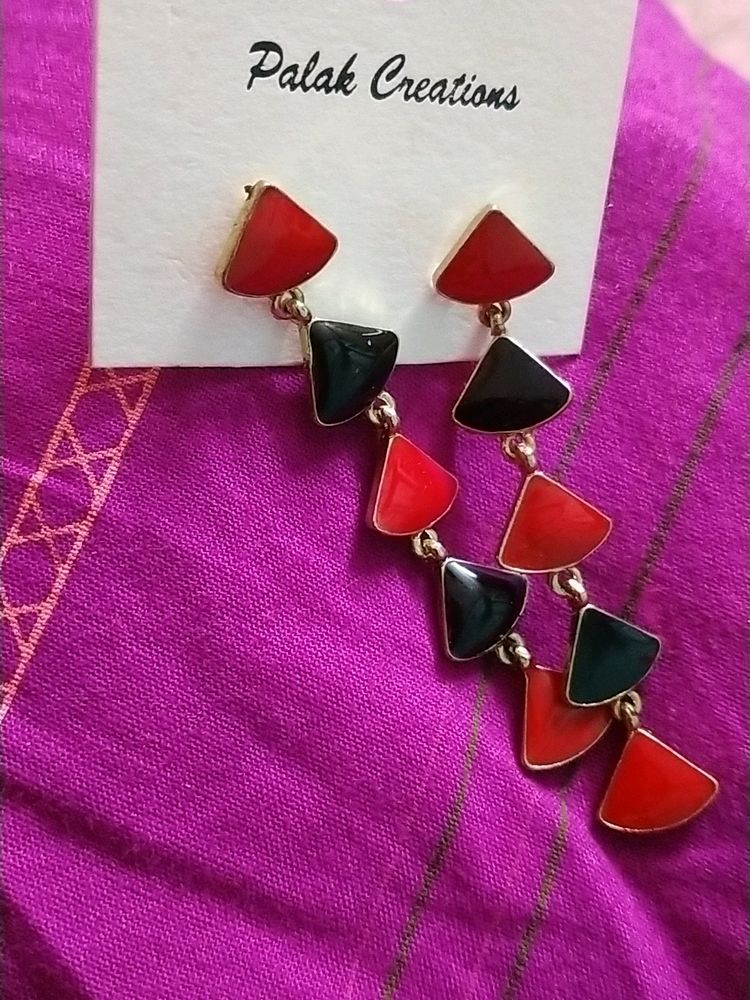 Red Black Earrings