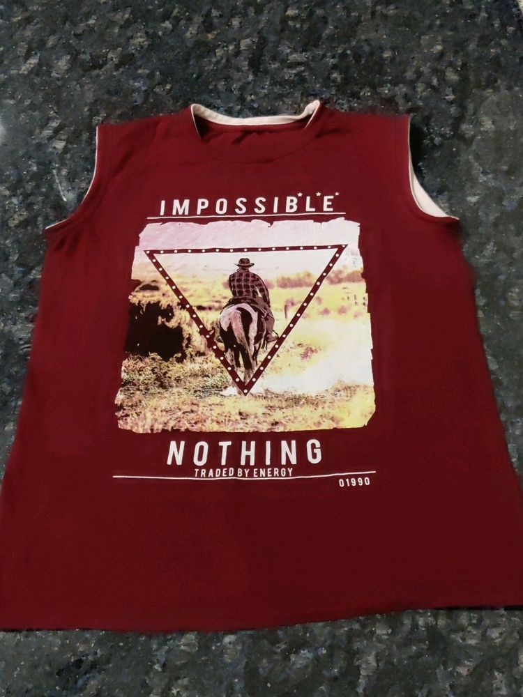 Maroon Sleeveless Tshirt