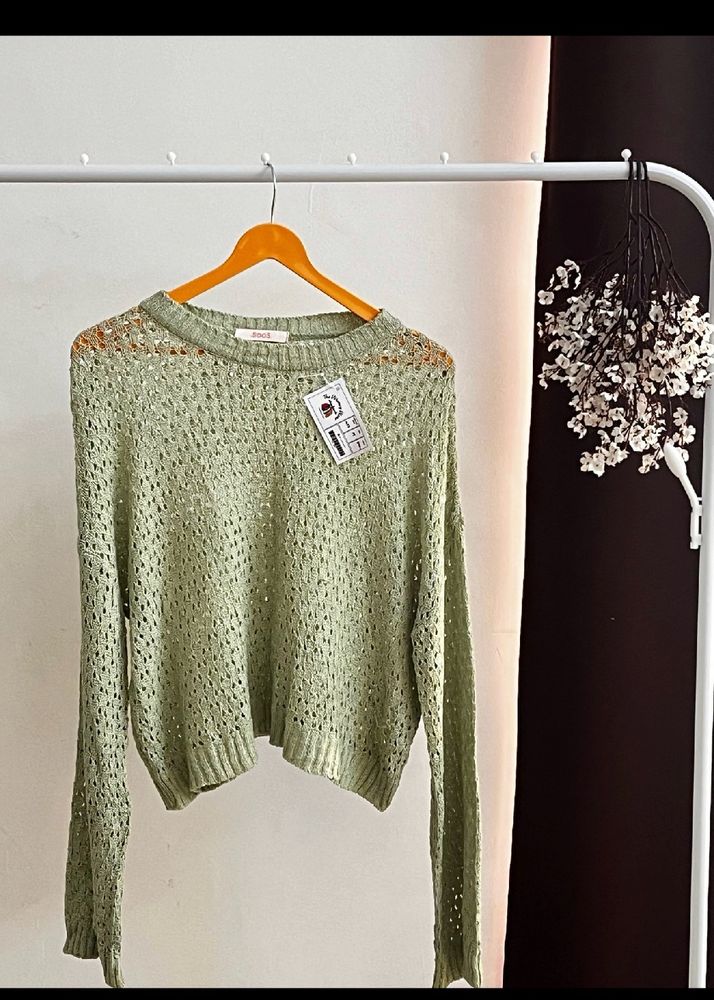 Pista Green Crochet Top